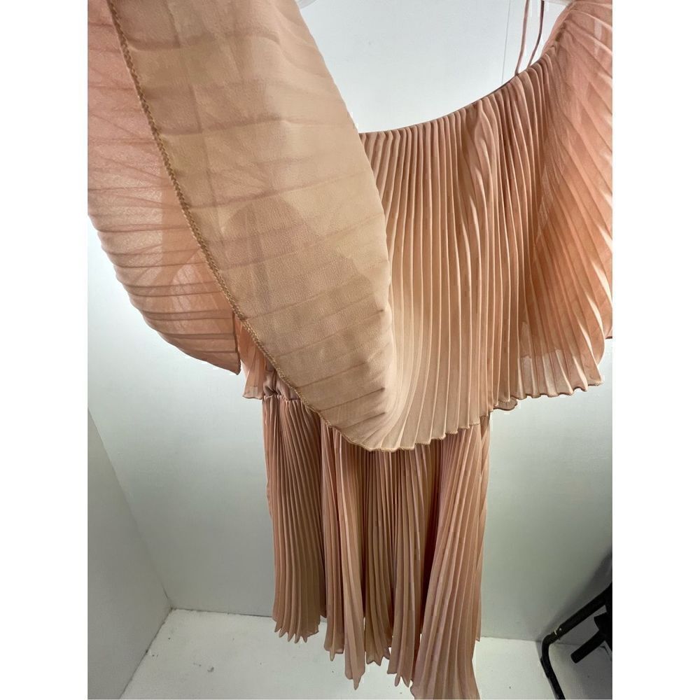 ABS Collection Blush Pink Pleated Semi Sheer Lined Dress Size 8 - Picture 2 of 10